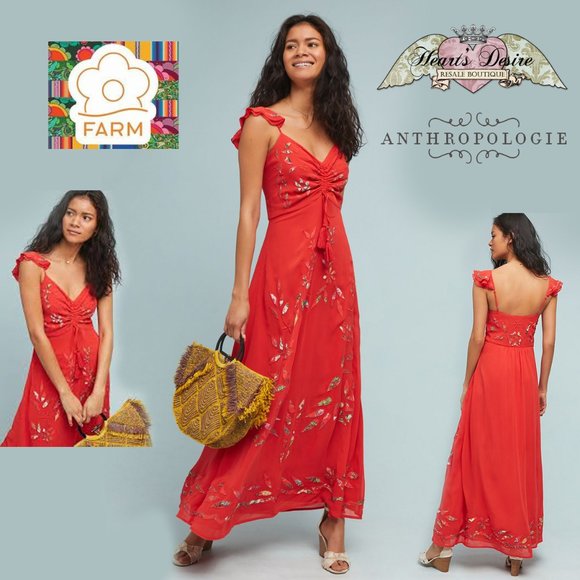 red embroidered maxi dress